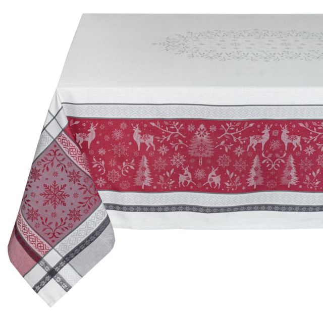 French Jacquard tablecloth, Teflon (VAR. grey/red)